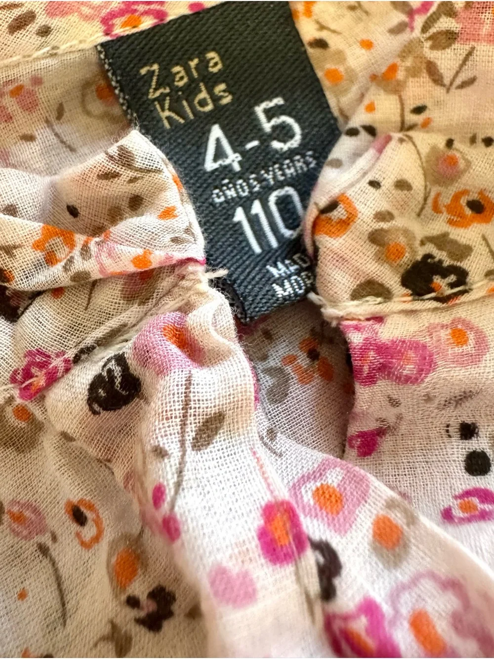 Zara Pink Floral Button-Up Blouse - 100% Cotton - Size: 4-5T - Like New!